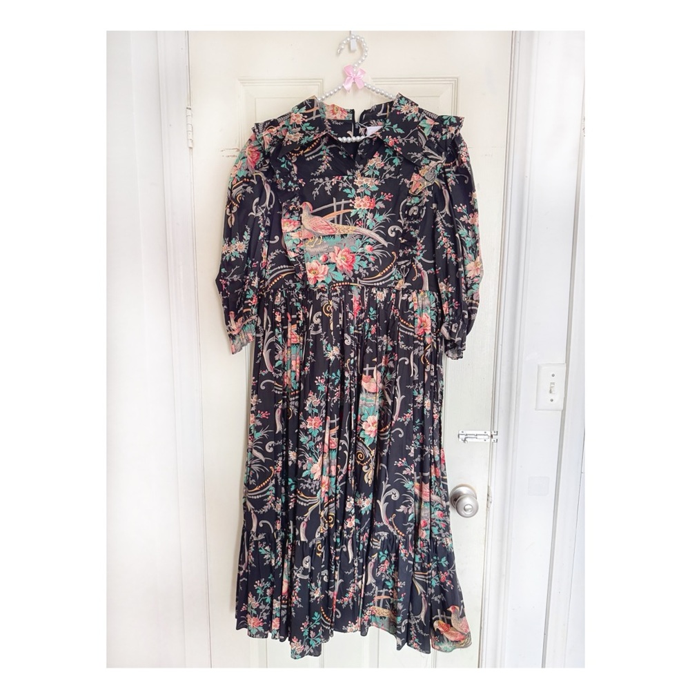 Selkie Night in Paris 100% Cotton Midi Cottagecore Ruffle Dress New w/t Tag